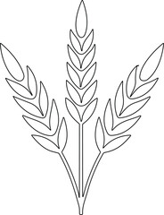 Leaf of Wheat wreath and grain spikes icon. Bunche of wheat or rye ear with whole grain. Vector illustration