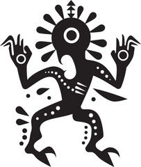 Spirit of the Southwest Vector Kokopelli Emblem in Black Desert Wanderer Hand Drawn Kokopelli Symbol in Black