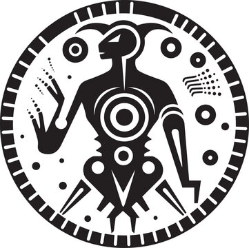 Kokopellis Tune Tribal Art Logo in Black Vector Arid Anthem Black Kokopelli Emblem Design