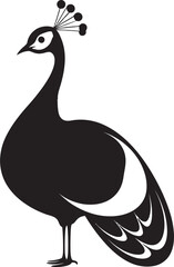 Royal Radiance Peacock Logo Design Icon in Black Ornate Splendor Large Peacock Vector Emblem in Black