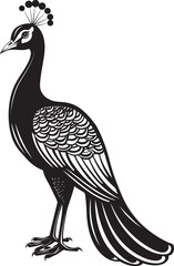 Imperial Beauty Large Peacock Black Logo Design Icon Serene Plumage Stunning Peacock Icon in Black Vector