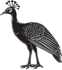 Serene Plumage Stunning Peacock Icon in Black Vector Majestic Grandeur Magnificent Peacock Emblem in Black