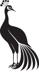 Opulent Aura Hand Drawn Peacock Symbol in Black Vector Regal Elegance Peacock Black Logo Design Icon
