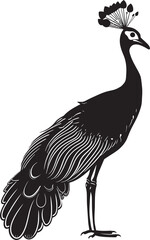 Majestic Plumes Magnificent Peacock Emblem in Black Ethereal Beauty Hand Drawn Peacock Symbol in Black Vector