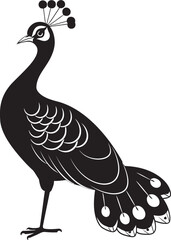 Ethereal Elegance Peacock Black Logo Design Icon Radiant Grandeur Large Peacock Vector Emblem in Black