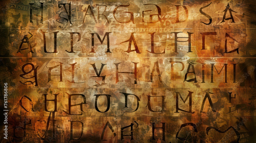 Poster background with ancient letters created with generative ai