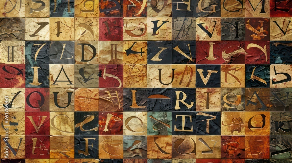 Poster background with ancient letters created with generative ai