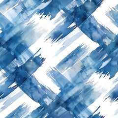 Seamless watercolor pattern with diagonal brushstrokes, deep blue shades