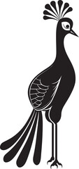 Celestial Avian Beauty Vector Icon of Stunning Peacock in Black Exquisite Feathered Delight Black Logo Design of Magnificent Peacock Icon