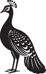 Lustrous Plumage Beautiful Peacock Emblem in Vector Black Ethereal Elegance Hand Drawn Symbol of Large Peacock in Black