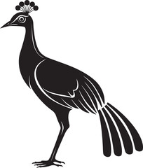 Splendiferous Plumage Beautiful Peacock Emblem in Vector Black Celestial Elegance Hand Drawn Symbol of Large Peacock in Black