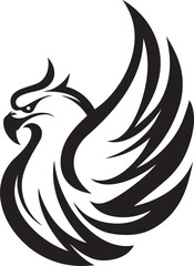 Phoenix Spirit Vector Icon of Legendary Bird in Black Everlasting Beacon Hand Drawn Phoenix Symbol in Black Vector