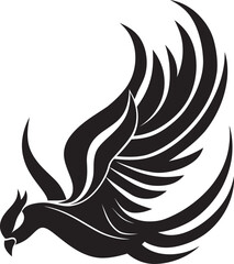 Phoenix Glory Black Logo Design of Mythical Bird Icon Immortal Sentinel Vector Icon of Legendary Phoenix in Black