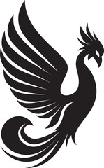 Celestial Phoenix Vector Icon of Legendary Phoenix in Black Eternal Beacon Hand Drawn Phoenix Symbol in Black Vector