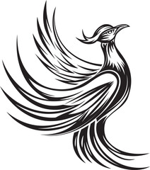 Phoenix Essence Black Logo Design of Mythical Bird Icon Immortal Wings Vector Icon of Legendary Phoenix in Black