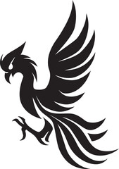 Cosmic Guardian Hand Drawn Phoenix Symbol in Black Vector Phoenix Sovereignty Logo Design of Legendary Phoenix in Black Vector