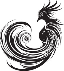 Eternal Phoenix Hand Drawn Symbol of Mythical Bird in Black Vector Phoenix Sovereign Logo Design of Legendary Phoenix in Black Vector