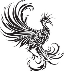Phoenix Sovereign Logo Design of Legendary Phoenix in Black Vector Immortal Phoenix Vector Icon of Mythical Phoenix in Black