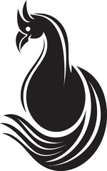 Phoenix Ignition Hand Drawn Symbol of Mythical Bird in Black Vector Divine Flame Logo Design of Legendary Phoenix in Black Vector