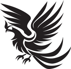 Phoenix Ascendancy Logo Design of Legendary Bird in Black Vector Eternal Flame Vector Icon of Mythical Phoenix in Black