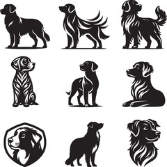 Dog silhouette vector illustration set