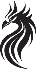 Everlasting Beacon Hand Drawn Phoenix Symbol in Black Vector Phoenix Glory Black Logo Design of Mythical Bird Icon