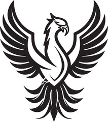 Phoenix Illumination Logo Design of Mythical Bird in Black Vector Eternal Guardian Vector Icon of Legendary Phoenix in Black