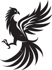 Eternal Phoenix Hand Drawn Symbol of Mythical Bird in Black Vector Phoenix Sovereign Logo Design of Legendary Phoenix in Black Vector