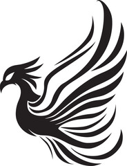Immortal Phoenix Vector Icon of Mythical Phoenix in Black Celestial Blaze Hand Drawn Phoenix Symbol in Black Vector