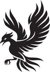 Phoenix Legacy Logo Design of Legendary Bird in Black Vector Eternal Flame Vector Icon of Mythical Phoenix in Black