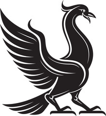 Phoenix Ascendancy Logo Design of Legendary Bird in Black Vector Eternal Flame Vector Icon of Mythical Phoenix in Black