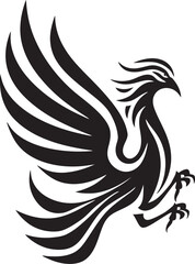 Fototapeta na wymiar Phoenix Radiance Logo Design of Mythical Bird in Black Vector Celestial Phoenix Vector Icon of Legendary Phoenix in Black