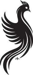 Phoenix Legacy Emblematic Bird Logo Design in Vector Black Resurrected Flame Iconic Phoenix Symbol in Black Vector