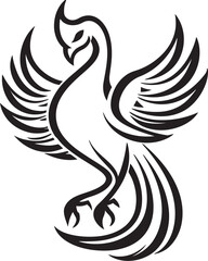Resurrected Flame Iconic Phoenix Symbol in Black Vector Cosmic Guardian Divine Phoenix Logo Design in Vector Black