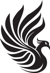 Fototapeta na wymiar Phoenix Radiance Hand Drawn Phoenix Symbol in Black Vector Sacred Flames Logo Design of Mythical Phoenix in Black Vector