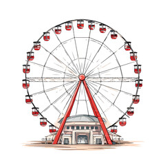 Ferris wheel sketch graphic art flat vector 