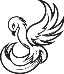 Celestial Rebirth Logo Design of Legendary Phoenix in Black Vector Phoenix Revival Vector Icon of Mythical Bird in Black