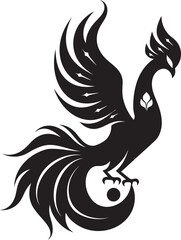Eternal Phoenix Logo Design of Mythical Bird in Black Vector Celestial Blaze Vector Icon of Legendary Phoenix in Black