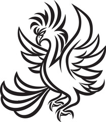 Phoenix Luminescence Vector Icon of Mythical Bird in Black Eternal Blaze Hand Drawn Phoenix Symbol in Black Vector