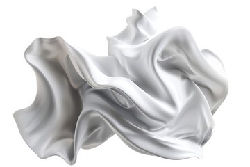 white silk or satin fabric isolated on white background