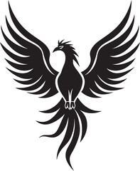Phoenix Legacy Legendary Bird Emblem in Vector Black Reborn Flame Hand Drawn Phoenix Symbol in Black Vector