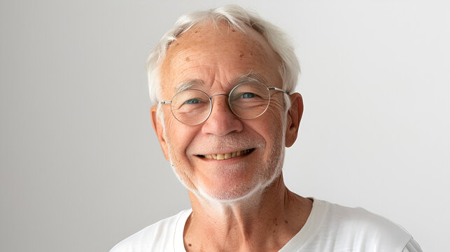 An old man with white background