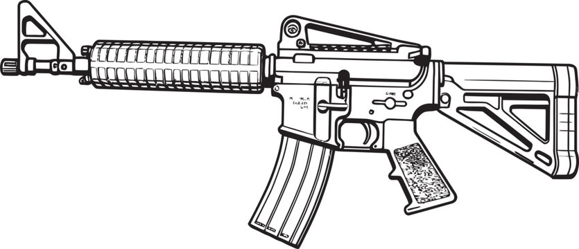 Elite Marksmanship M16 Rifle Symbol in Black Vector Emblem Tactical Precision M16 Rifle Logo Design in Black Vector Icon