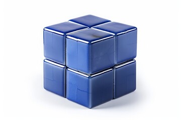 3d blue cube isolated on white background