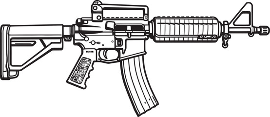 Superior Firepower M16 Rifle Icon in Black Vector Precision Warfare M16 Rifle Symbol in Black Vector