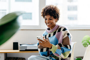 Female working in a modern co-working office space