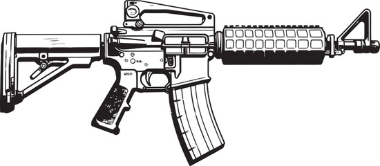 Strategic Precision M16 Rifle Symbol in Black Vector Elite Warrior M16 Rifle Logo Design in Vector Black