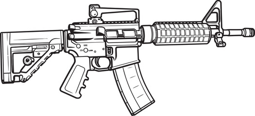 Military Brilliance M16 Rifle Logo Design in Vector Black Combat Precision M16 Rifle Icon in Black Vector