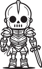 Shadowed Defender Skeleton Knight Icon in Black Vector Spectral Champion Skeleton Knight Symbol in Black Vector