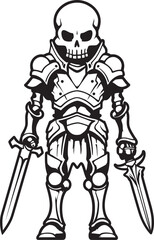 Spectral Champion Skeleton Knight Symbol in Black Vector Grim Paladin Skeleton Knight Logo Design in Black Vector